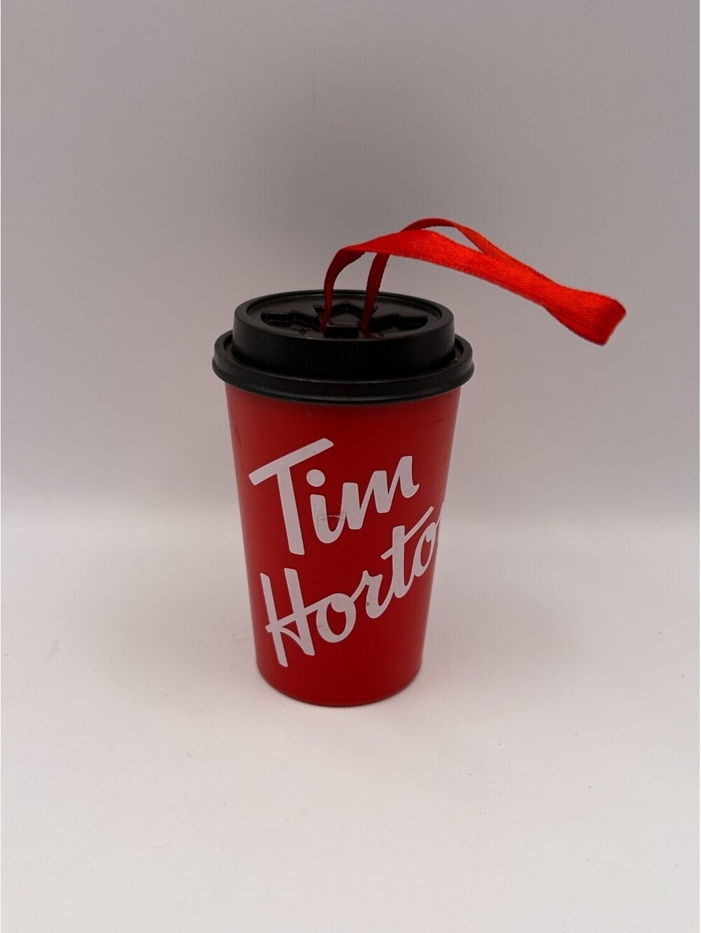 Tim Hortons Red Cup Holiday Ornament Modern Hanging Ribbon Detailed Lid